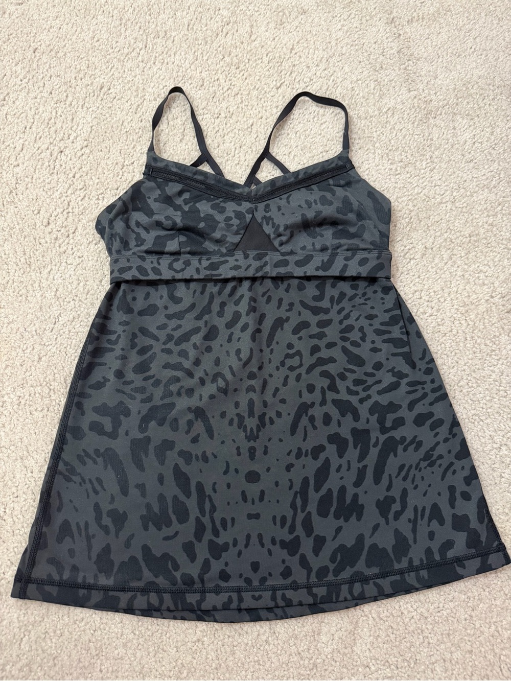 Lululemon Charcoal Gray Leopard Print Cami Tank Size 8